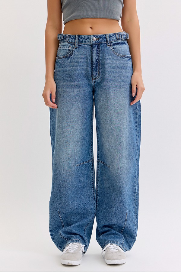 Mid Waisted Barrel Leg with Side Buckle